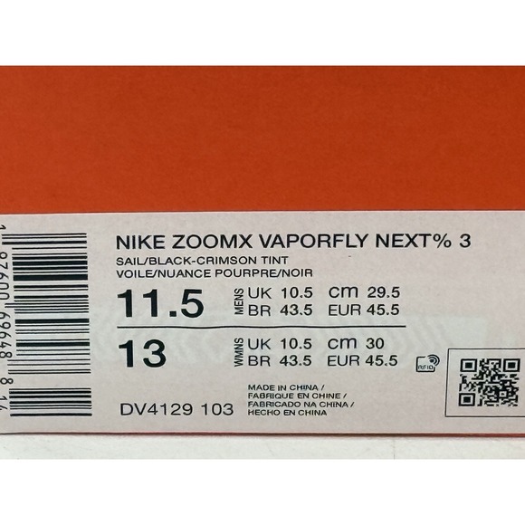 Size 11.5 - Nike ZoomX VaporFly Next% 3 Sail Crimson DV4129-103 *Includes Box* main image 7